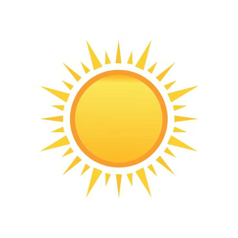 A yellow sun with triangles around it